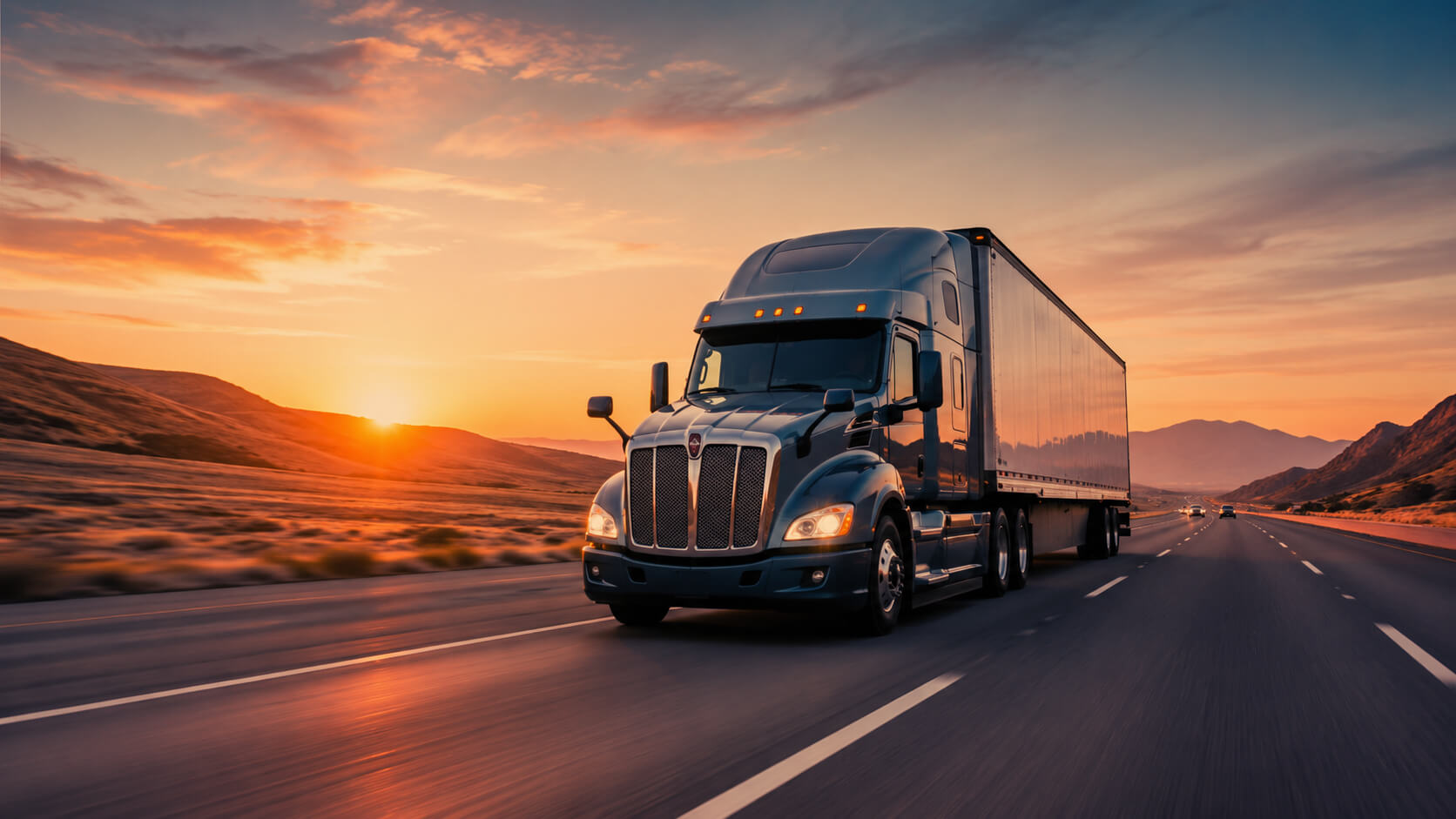 Image of a Semi Truck moving forward down the freeway | Vehicle Licensing Consultants